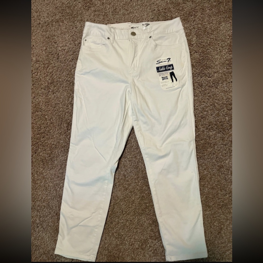 White high rise ankle cut skinny jeans